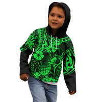 Hawaii Pineapple Kid Hoodie Paradise Flowers Pacific With Green Polynesian Tribal LT01 - Polynesian Pride