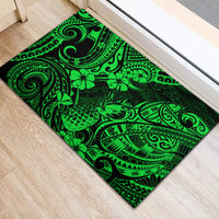 Hawaii Pineapple Rubber Doormat Paradise Flowers Pacific With Green Polynesian Tribal LT01 - Polynesian Pride