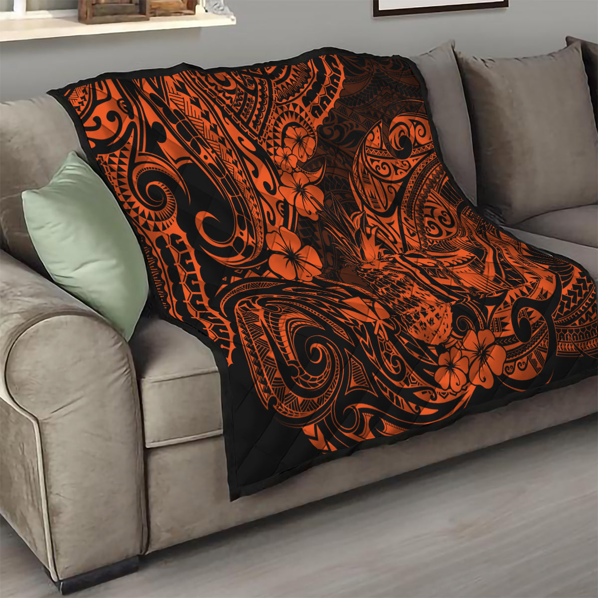 Hawaii Pineapple Quilt Paradise Flowers Pacific With Orange Polynesian Tribal LT01 - Polynesian Pride