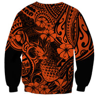Hawaii Pineapple Sweatshirt Paradise Flowers Pacific With Orange Polynesian Tribal LT01 - Polynesian Pride