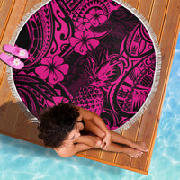 Hawaii Pineapple Beach Blanket Paradise Flowers Pacific With Pink Polynesian Tribal LT01 - Wonder Print Shop