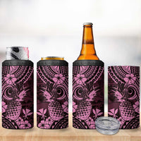 Hawaii Pineapple 4 in 1 Can Cooler Tumbler Paradise Flowers Pacific With Pink Polynesian Tribal