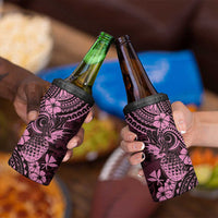 Hawaii Pineapple 4 in 1 Can Cooler Tumbler Paradise Flowers Pacific With Pink Polynesian Tribal