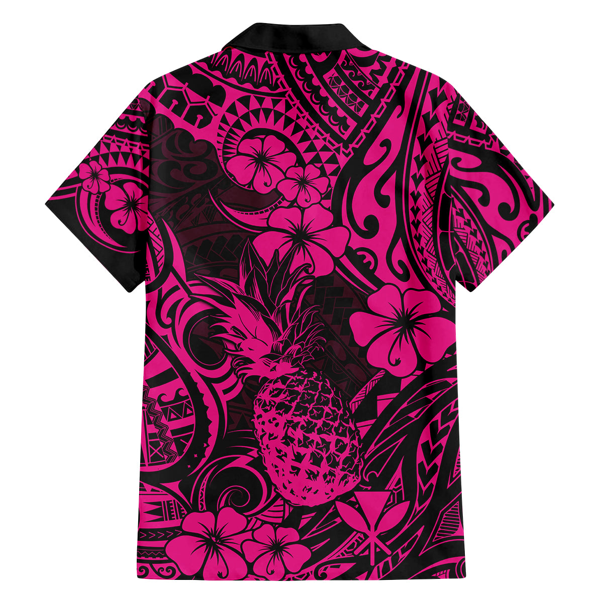 Hawaii Pineapple Family Matching Long Sleeve Bodycon Dress and Hawaiian Shirt Paradise Flowers Pacific With Pink Polynesian Tribal LT01 - Polynesian Pride