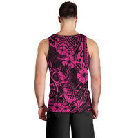 Hawaii Pineapple Men Tank Top Paradise Flowers Pacific With Pink Polynesian Tribal LT01 - Polynesian Pride