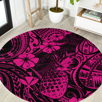 Hawaii Pineapple Round Carpet Paradise Flowers Pacific With Pink Polynesian Tribal LT01 Pink - Polynesian Pride