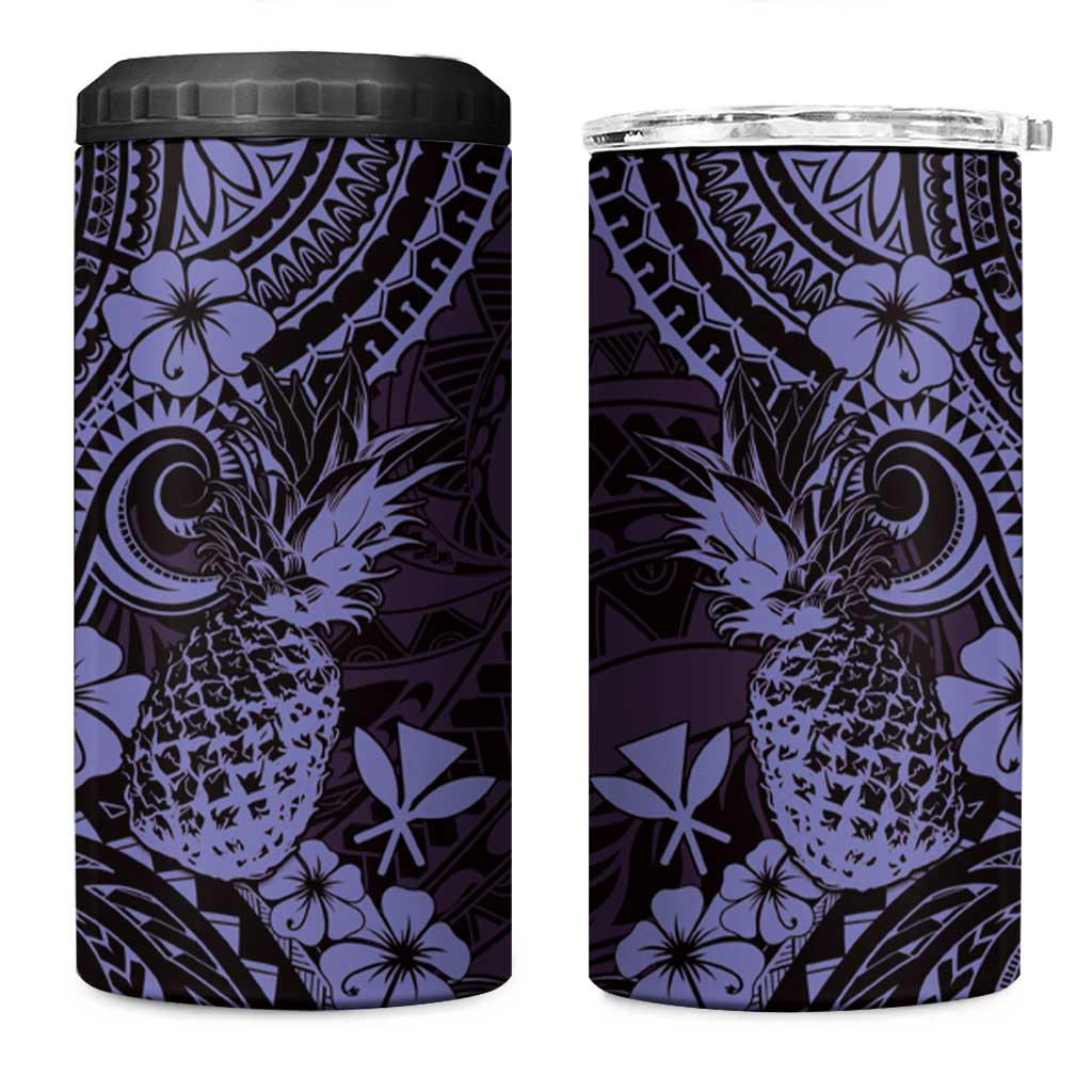 Hawaii Pineapple 4 in 1 Can Cooler Tumbler Polynesian Pattern Purple Version