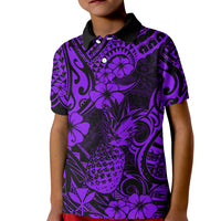 Hawaii Pineapple Kid Polo Shirt Polynesian Pattern Purple Version LT01 Kid Purple - Polynesian Pride