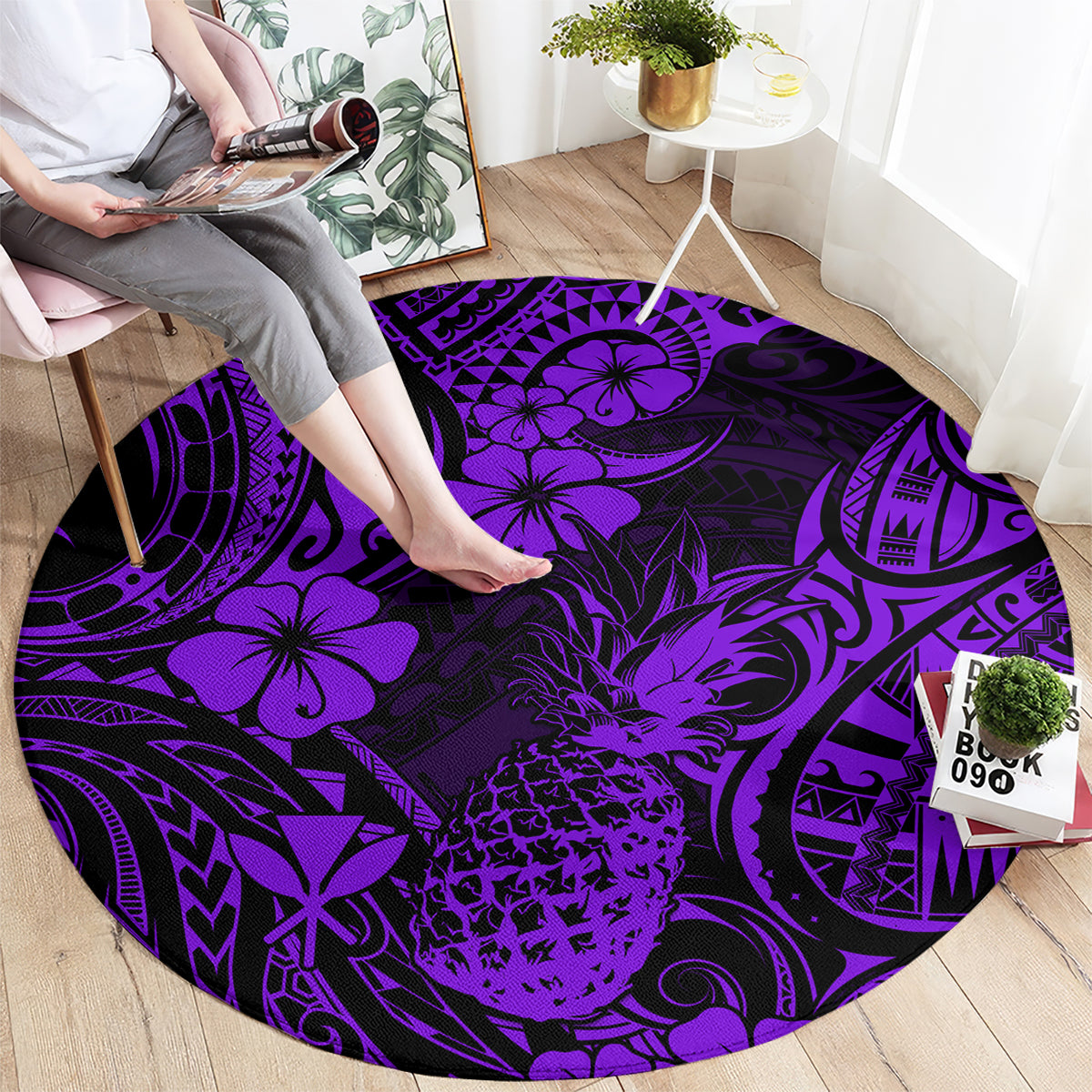 Hawaii Pineapple Round Carpet Polynesian Pattern Purple Version LT01 - Polynesian Pride