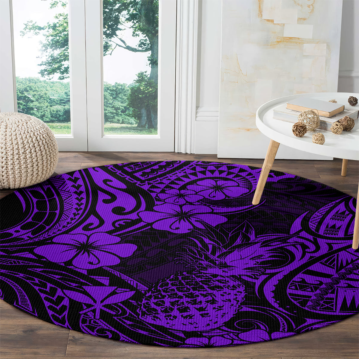 Hawaii Pineapple Round Carpet Polynesian Pattern Purple Version LT01 - Polynesian Pride