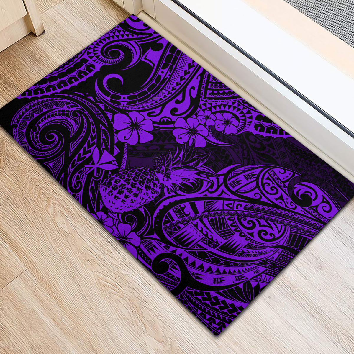 Hawaii Pineapple Rubber Doormat Polynesian Pattern Purple Version LT01 - Polynesian Pride