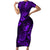 Hawaii Pineapple Short Sleeve Bodycon Dress Polynesian Pattern Purple Version LT01 Long Dress Purple - Polynesian Pride