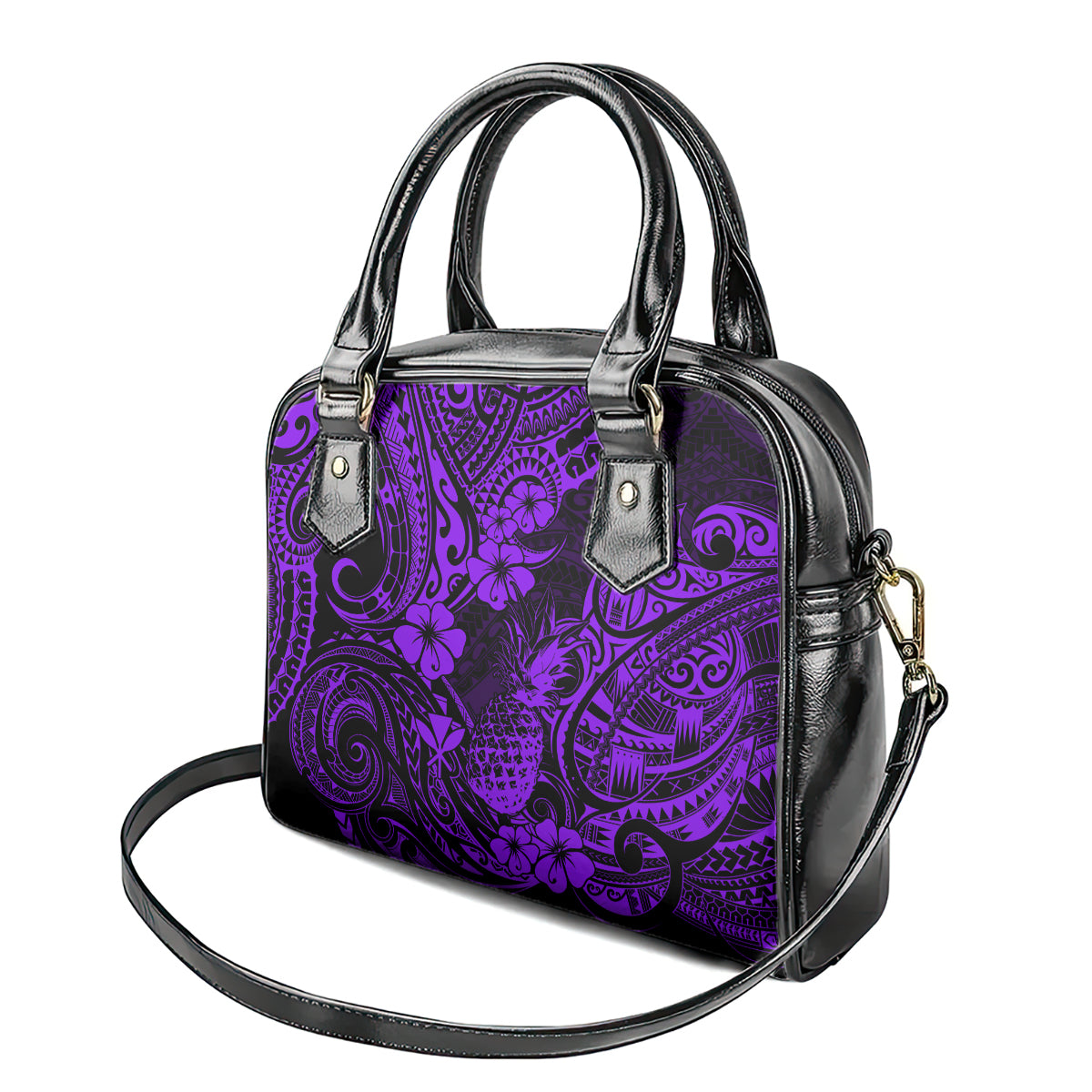 Hawaii Pineapple Shoulder Handbag Polynesian Pattern Purple Version LT01 - Polynesian Pride