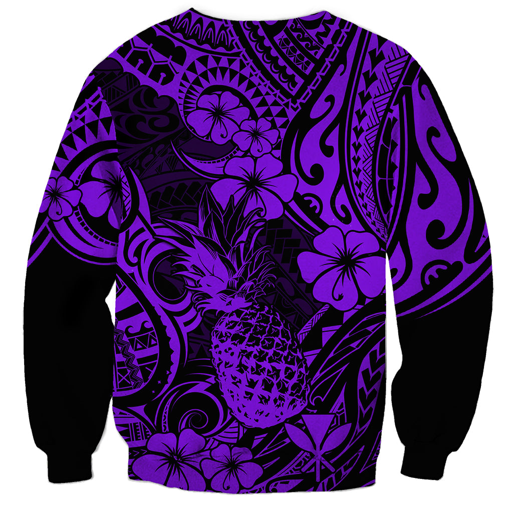 Hawaii Pineapple Sweatshirt Polynesian Pattern Purple Version LT01 - Polynesian Pride