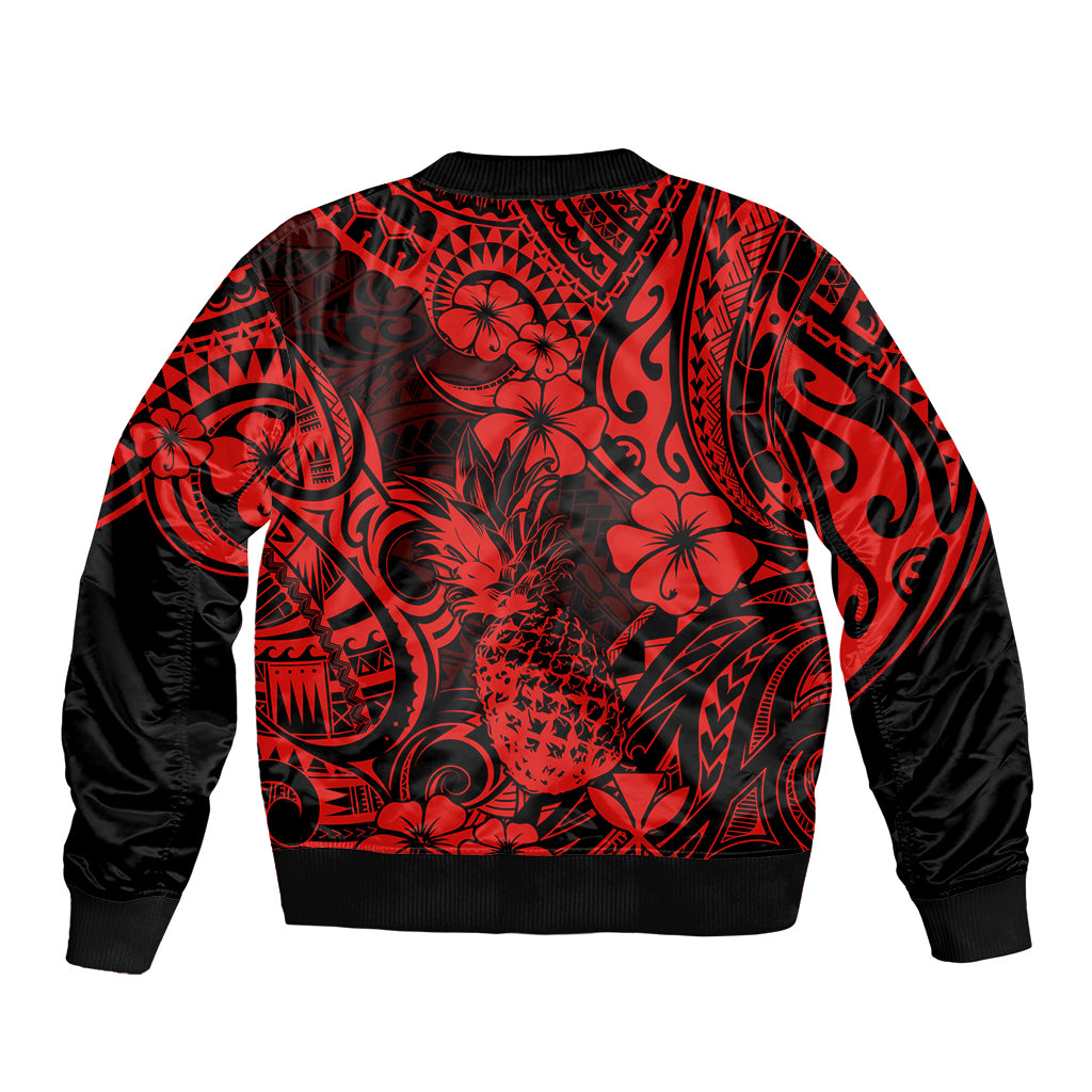Hawaii Pineapple Bomber Jacket Polynesian Pattern Red Version LT01 - Polynesian Pride