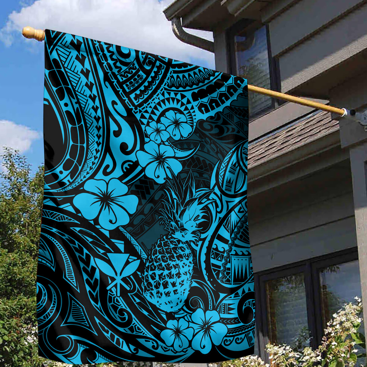 Hawaii Pineapple Garden Flag Polynesian Pattern Sky Blue Version LT01 - Polynesian Pride