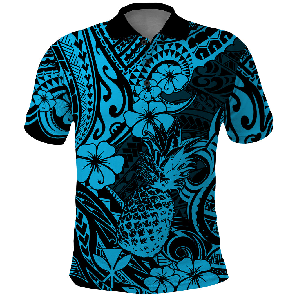 Hawaii Pineapple Polo Shirt Polynesian Pattern Sky Blue Version LT01 Blue - Polynesian Pride