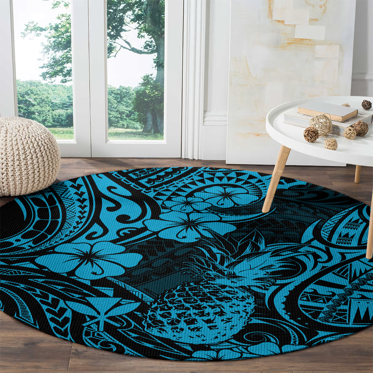 Hawaii Pineapple Round Carpet Polynesian Pattern Sky Blue Version LT01 - Polynesian Pride
