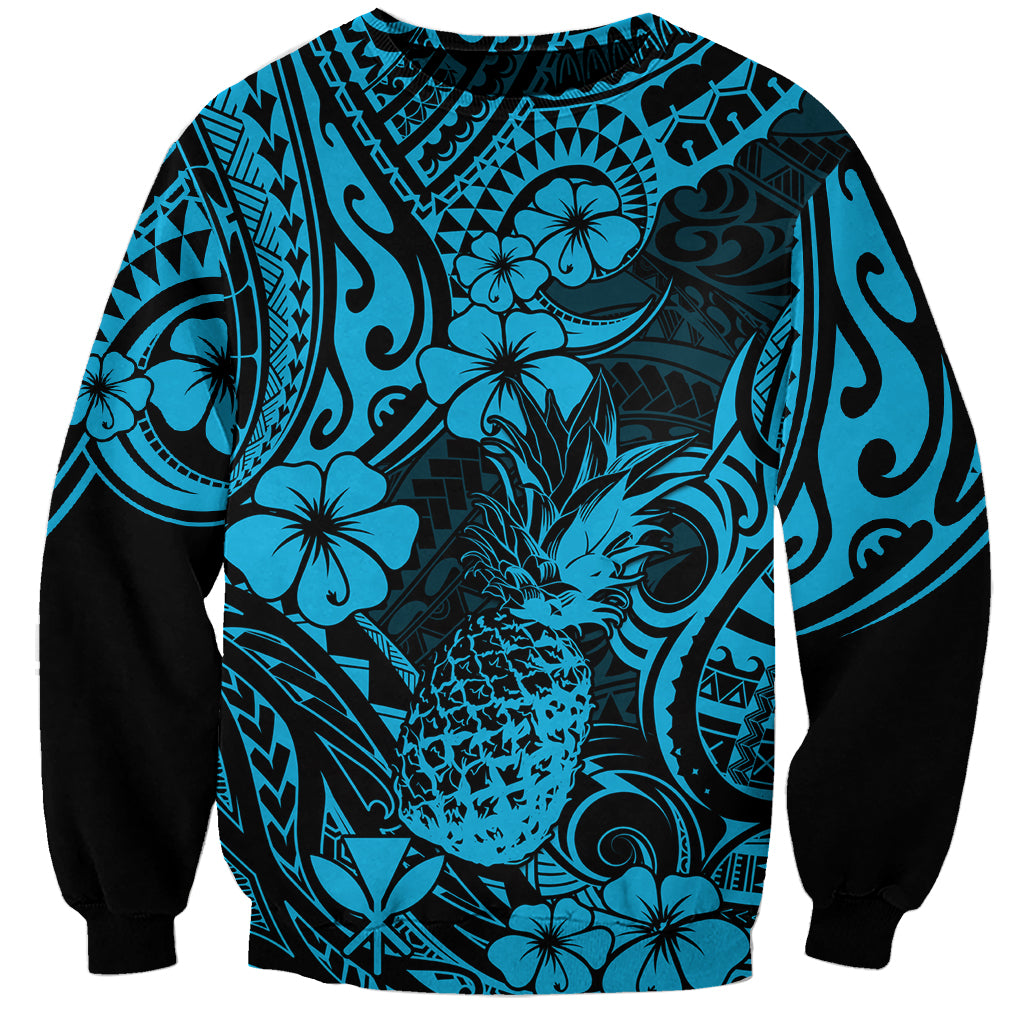 Hawaii Pineapple Sweatshirt Polynesian Pattern Sky Blue Version LT01 Unisex Blue - Polynesian Pride