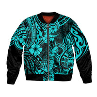 Hawaii Pineapple Bomber Jacket Polynesian Pattern Turquoise Version LT01 Unisex Turquoise - Polynesian Pride