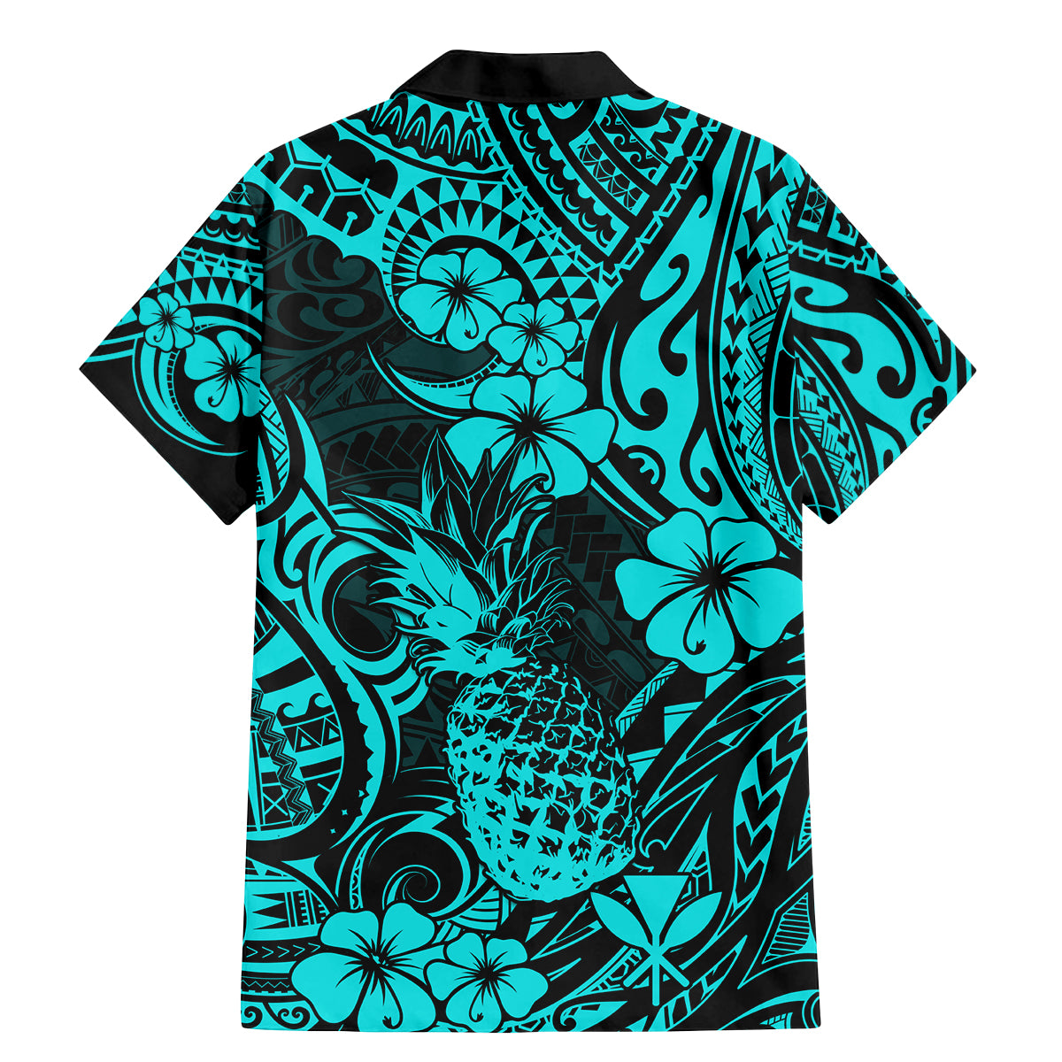 Hawaii Pineapple Family Matching Mermaid Dress and Hawaiian Shirt Polynesian Pattern Turquoise Version LT01 - Polynesian Pride