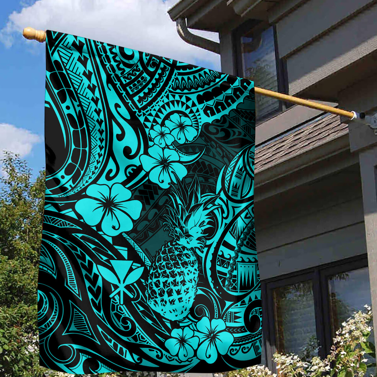 Hawaii Pineapple Garden Flag Polynesian Pattern Turquoise Version LT01 - Polynesian Pride