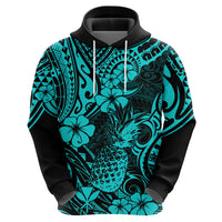Hawaii Pineapple Hoodie Polynesian Pattern Turquoise Version LT01 - Polynesian Pride