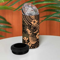 Hawaii Pineapple 4 in 1 Can Cooler Tumbler Polynesian Pattern Yellow Version