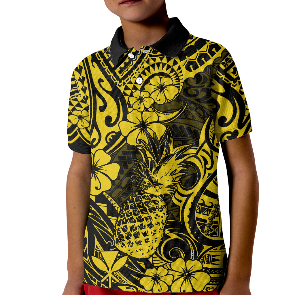 Hawaii Pineapple Kid Polo Shirt Polynesian Pattern Yellow Version LT01 Kid Yellow - Polynesian Pride