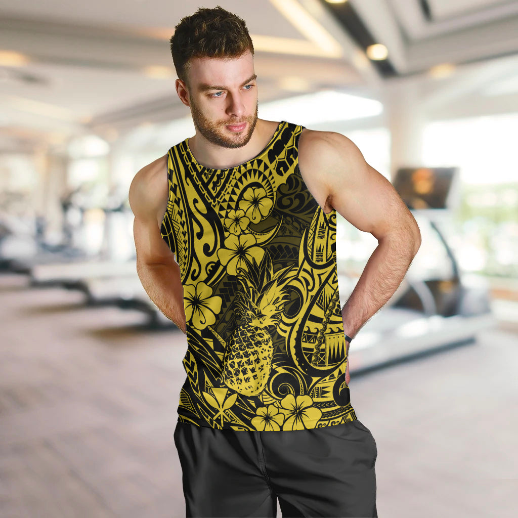 Hawaii Pineapple Men Tank Top Polynesian Pattern Yellow Version LT01 - Polynesian Pride