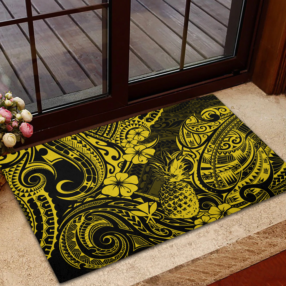 Hawaii Pineapple Rubber Doormat Polynesian Pattern Yellow Version LT01 - Polynesian Pride
