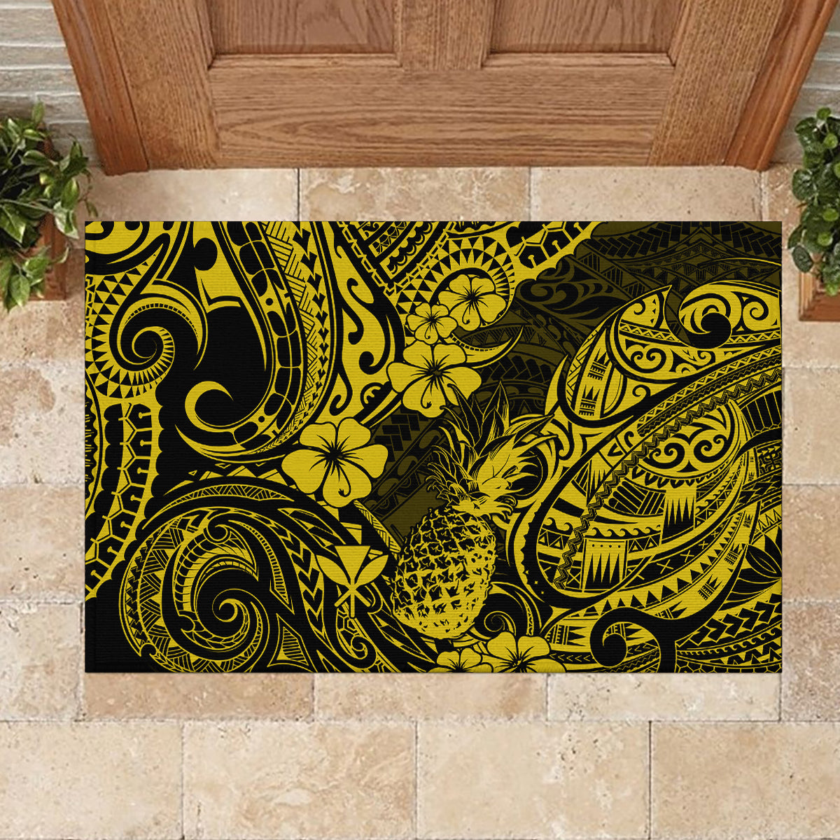 Hawaii Pineapple Rubber Doormat Polynesian Pattern Yellow Version LT01 - Polynesian Pride
