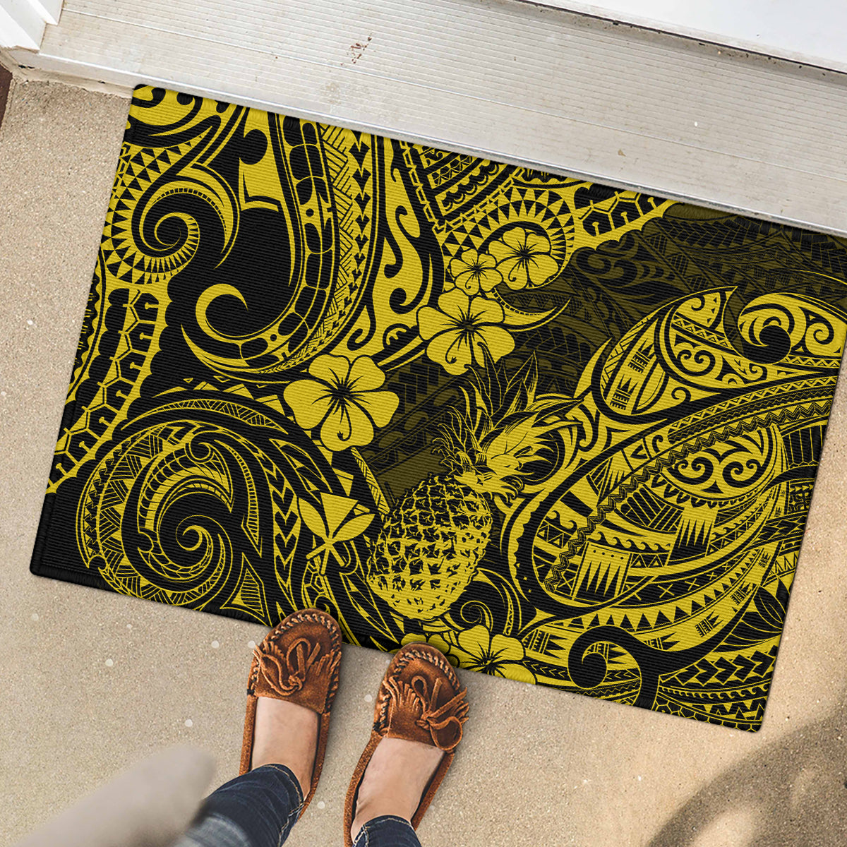 Hawaii Pineapple Rubber Doormat Polynesian Pattern Yellow Version LT01 - Polynesian Pride