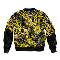 Hawaii Pineapple Sleeve Zip Bomber Jacket Polynesian Pattern Yellow Version LT01 - Polynesian Pride