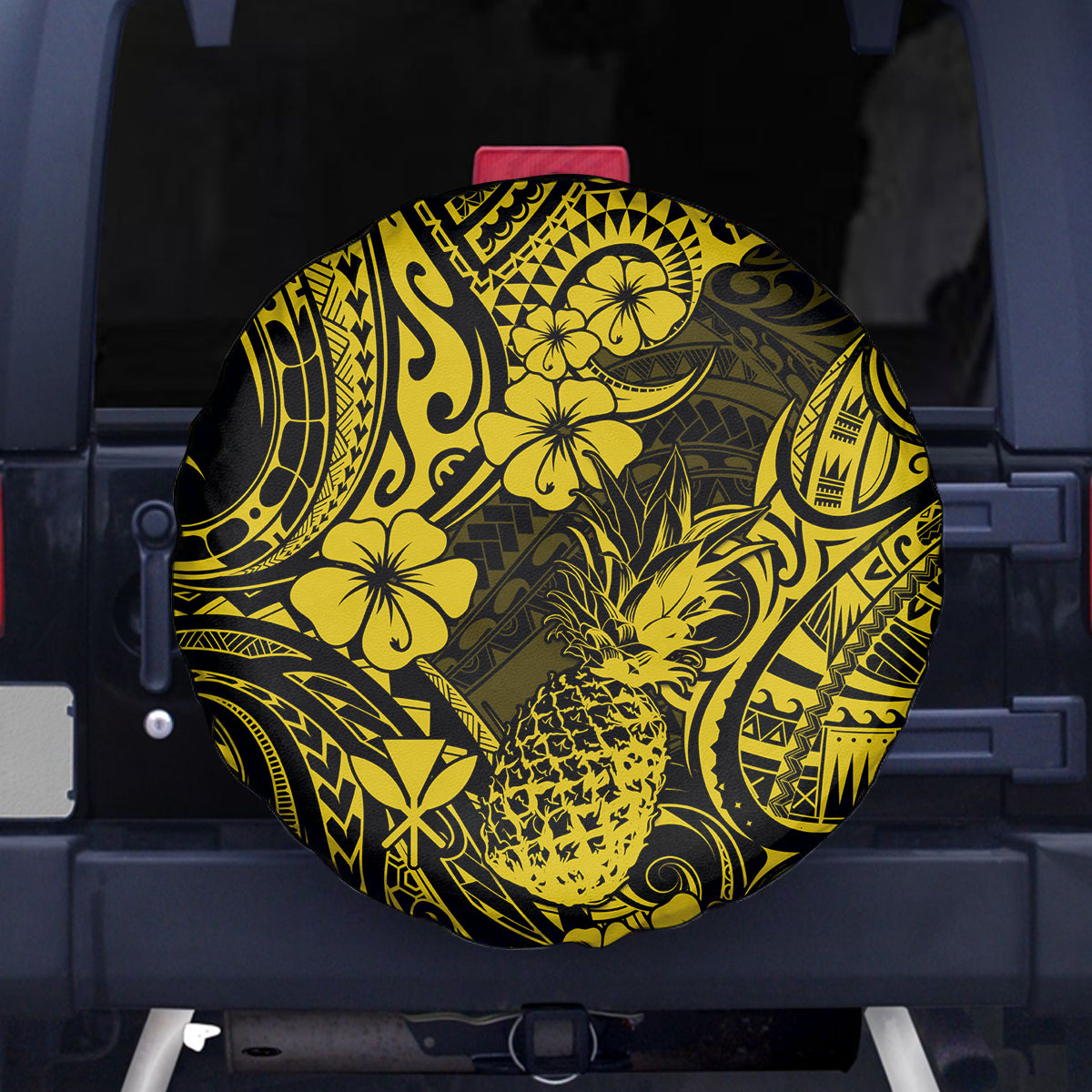 Hawaii Pineapple Spare Tire Cover Polynesian Pattern Yellow Version LT01 - Polynesian Pride