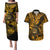 Hawaii Shaka Sign Couples Matching Puletasi Dress and Hawaiian Shirt With Polynesian Hibiscus Gold Unique LT01 Gold - Polynesian Pride