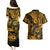 Hawaii Shaka Sign Couples Matching Puletasi Dress and Hawaiian Shirt With Polynesian Hibiscus Gold Unique LT01 - Polynesian Pride