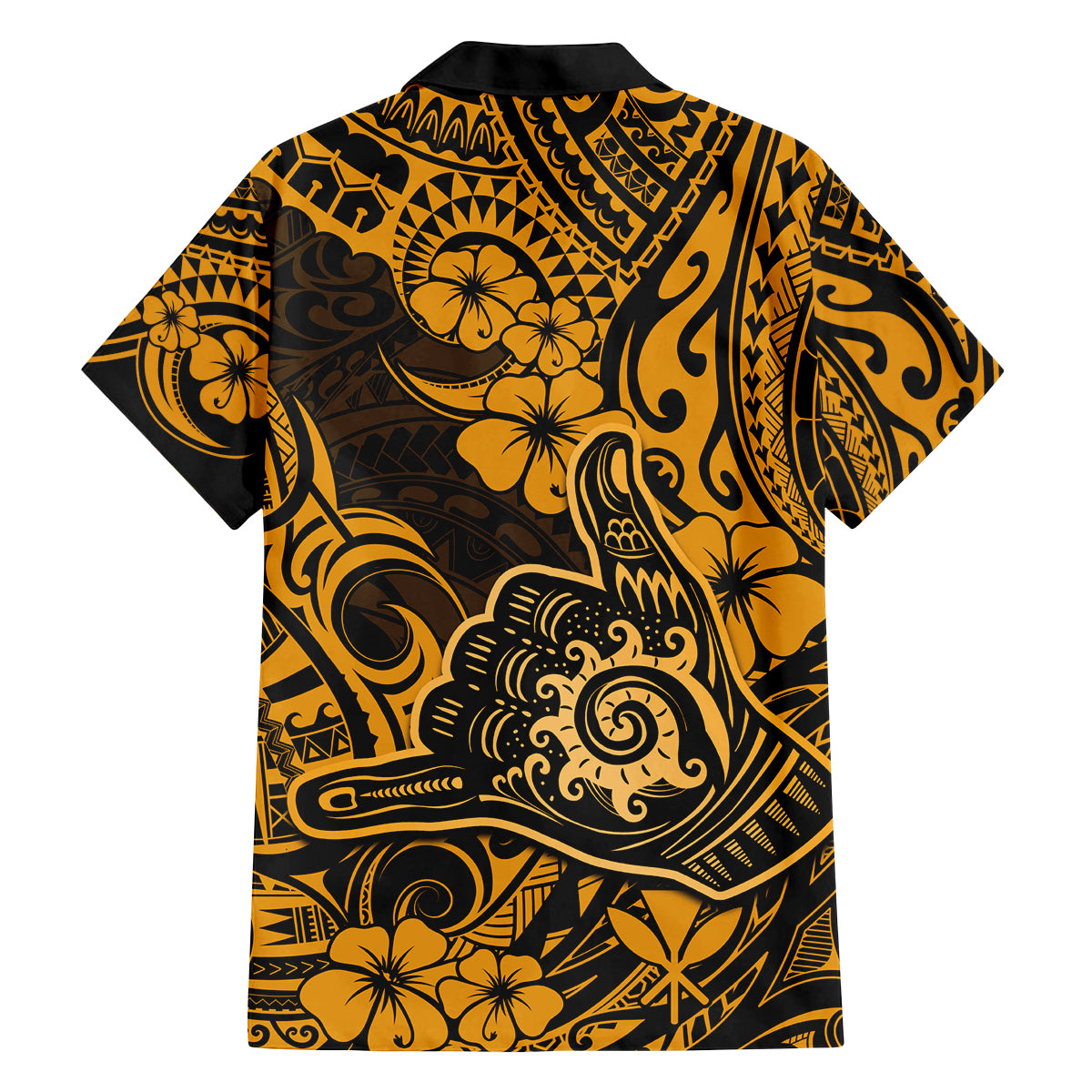 Hawaii Shaka Sign Family Matching Long Sleeve Bodycon Dress and Hawaiian Shirt With Polynesian Hibiscus Gold Unique LT01 - Polynesian Pride