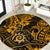 Hawaii Shaka Sign Round Carpet With Polynesian Hibiscus Gold Unique LT01 Gold - Polynesian Pride