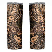 Hawaii Shaka Sign Skinny Tumbler With Polynesian Hibiscus Gold Unique