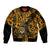 Hawaii Shaka Sign Sleeve Zip Bomber Jacket With Polynesian Hibiscus Gold Unique LT01 Unisex Gold - Polynesian Pride