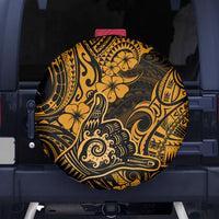 Hawaii Shaka Sign Spare Tire Cover With Polynesian Hibiscus Gold Unique LT01 - Polynesian Pride