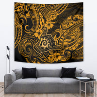 Hawaii Shaka Sign Tapestry With Polynesian Hibiscus Gold Unique LT01 - Polynesian Pride