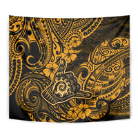 Hawaii Shaka Sign Tapestry With Polynesian Hibiscus Gold Unique LT01 - Polynesian Pride