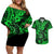 Hawaii Shaka Sign Couples Matching Off Shoulder Short Dress and Hawaiian Shirt With Polynesian Hibiscus Green Unique LT01 Green - Polynesian Pride