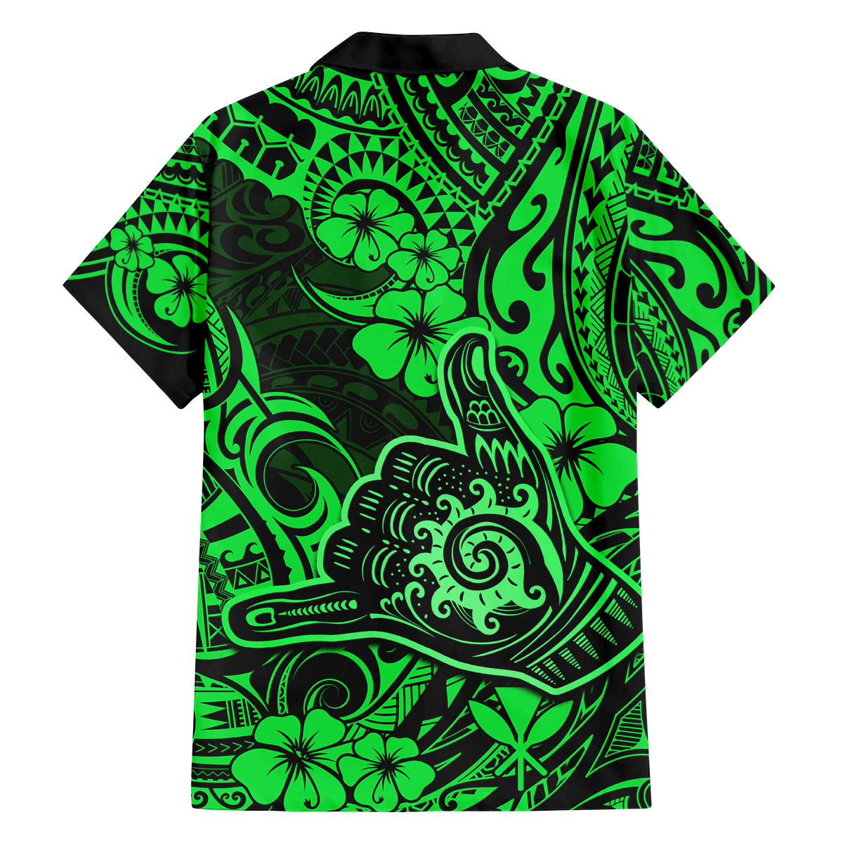 Hawaii Shaka Sign Family Matching Long Sleeve Bodycon Dress and Hawaiian Shirt With Polynesian Hibiscus Green Unique LT01 - Polynesian Pride