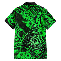 Hawaii Shaka Sign Family Matching Puletasi Dress and Hawaiian Shirt With Polynesian Hibiscus Green Unique LT01 - Polynesian Pride