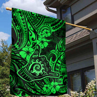 Hawaii Shaka Sign Garden Flag With Polynesian Hibiscus Green Unique LT01 - Polynesian Pride