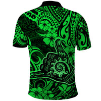 Hawaii Shaka Sign Polo Shirt With Polynesian Hibiscus Green Unique LT01 - Polynesian Pride
