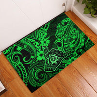 Hawaii Shaka Sign Rubber Doormat With Polynesian Hibiscus Green Unique LT01 Green - Polynesian Pride